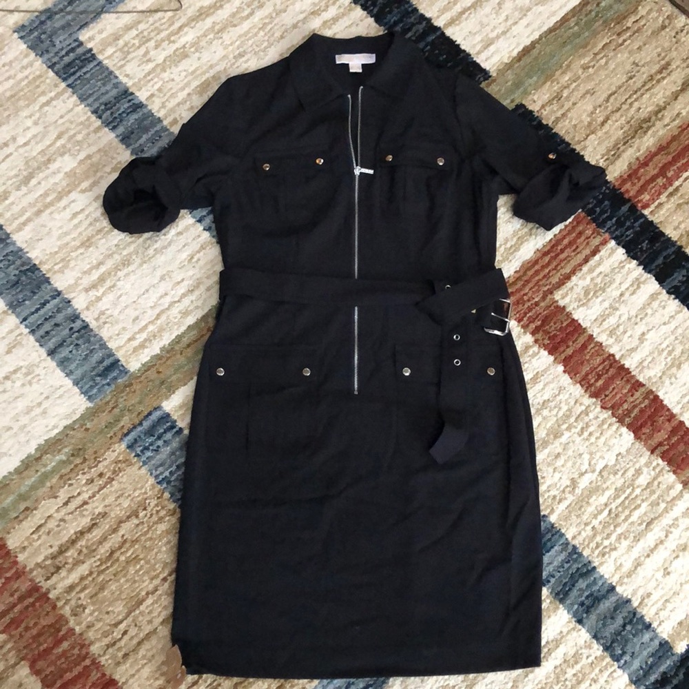 Michael Kors Black Belted Short Sleeve Dress